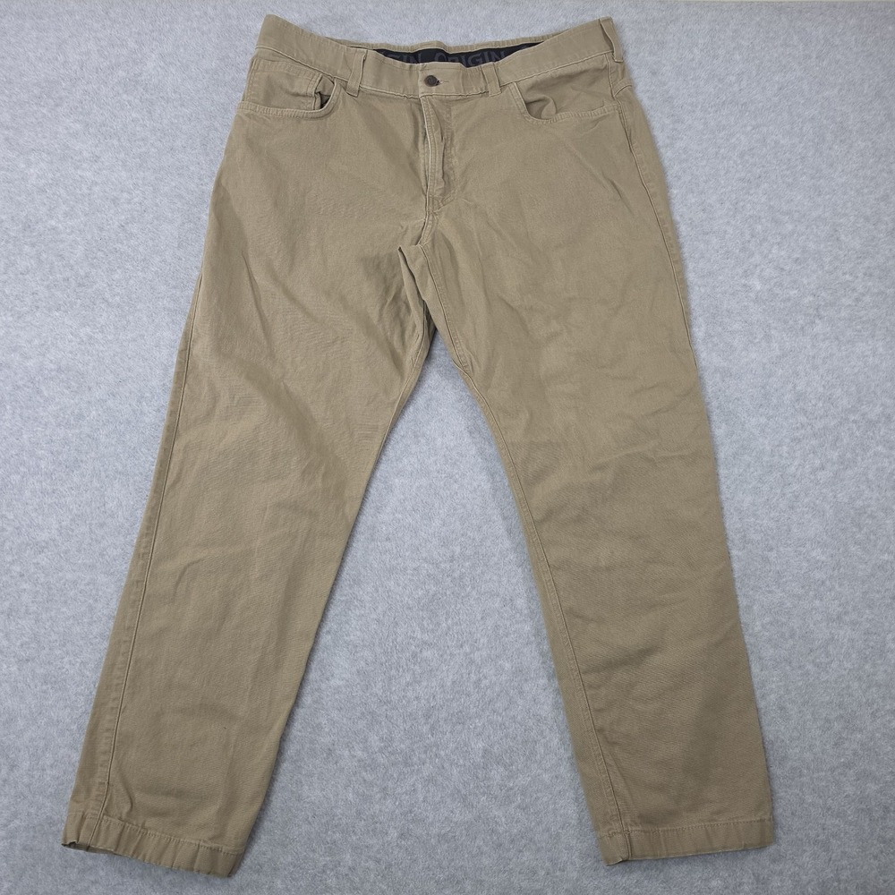 Origin USA Pants Mens 40x30 Khaki Tan Everyday Denim Straight Fit Stretch Work